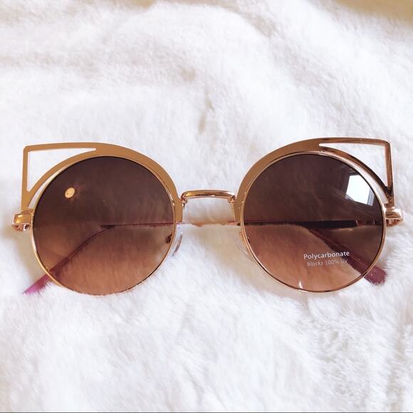 Mia Rose Gold Cat Eye Retro Round Tint Sunglasses - Picture 9 of 9